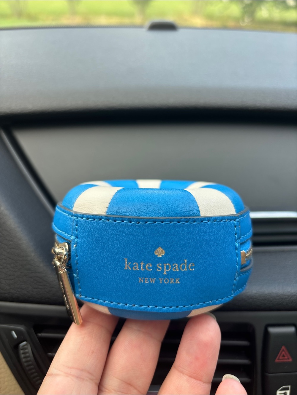 kate spade Blue and White Striped AirPod Case - Picture 2 of 10